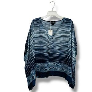Fifteen Twenty Striped Blue Oversized Sheer Blouse Women’s Size Small NWT